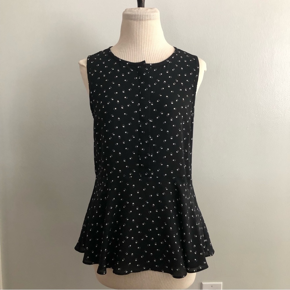 Ann Taylor Loft Paw Print Button Front Sleeveless Size XS
